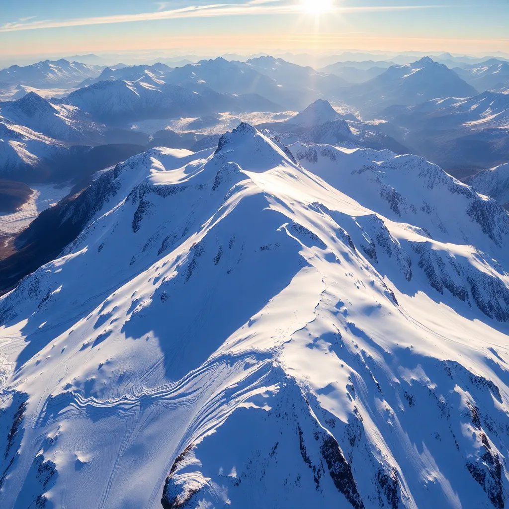 Kaprun glacier ski resort Kitzsteinhorn aerial view, Austria, dramatic mountain with snow, winter su