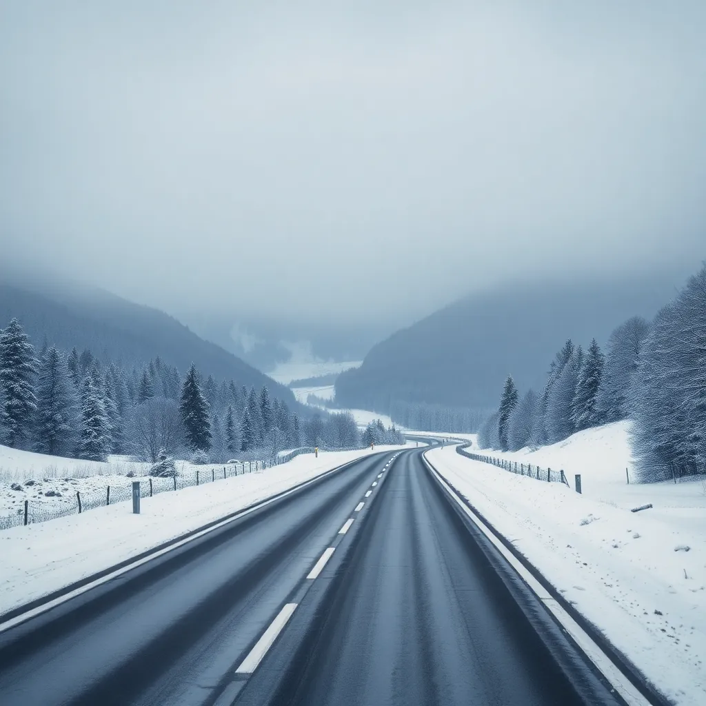 alpine road on the Salzburg to Zell am See transfer route in soft winter light